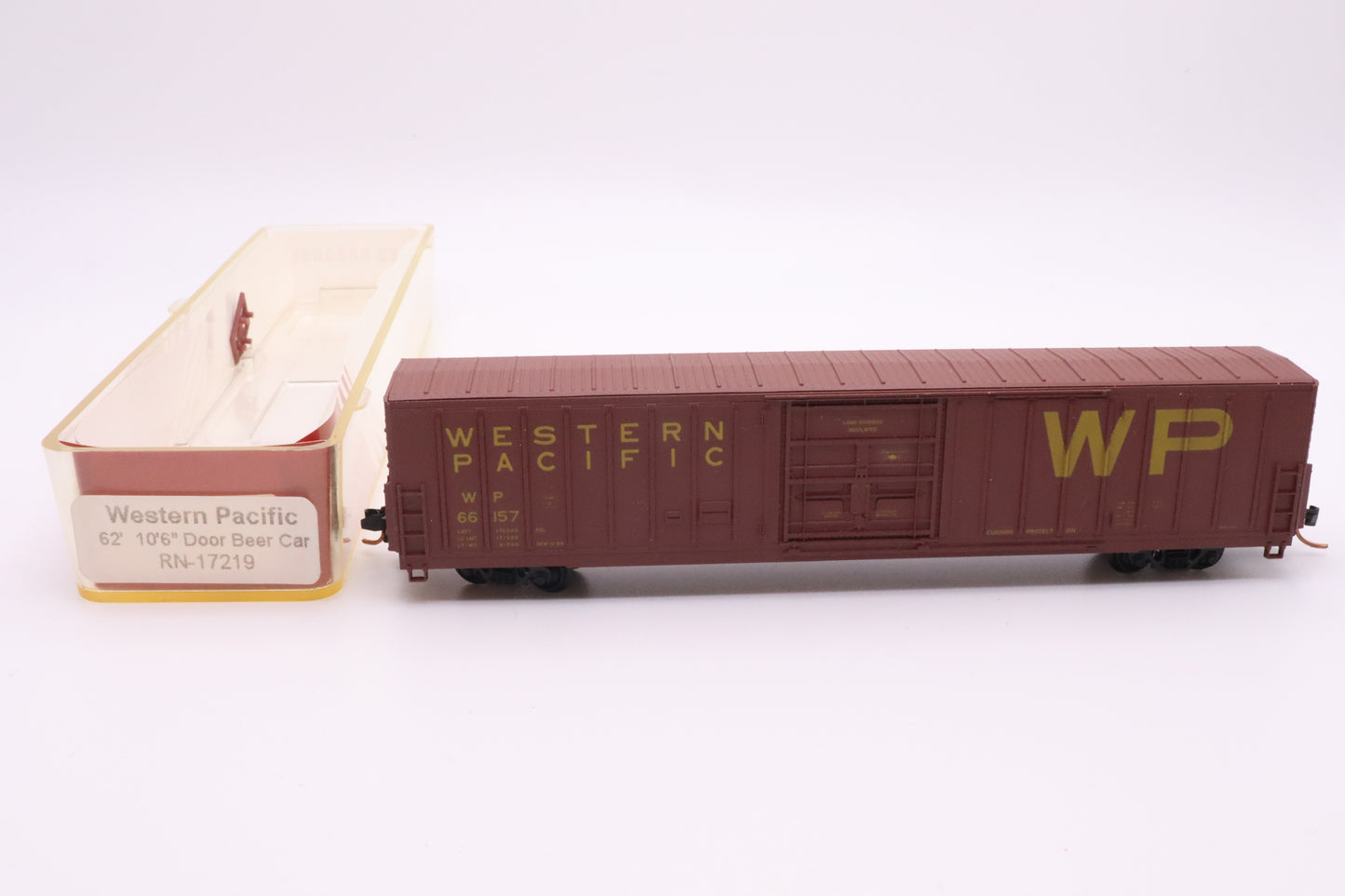 RED-RN-17219-3 - PC&F 62' Insulated Beer Boxcar w/10' 6" Door - Western Pacific - WP #66157