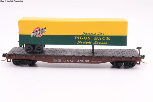 ATL-3772 - Piggyback Flat w/40' Trailer - Chicago & North Western - CNW #45865