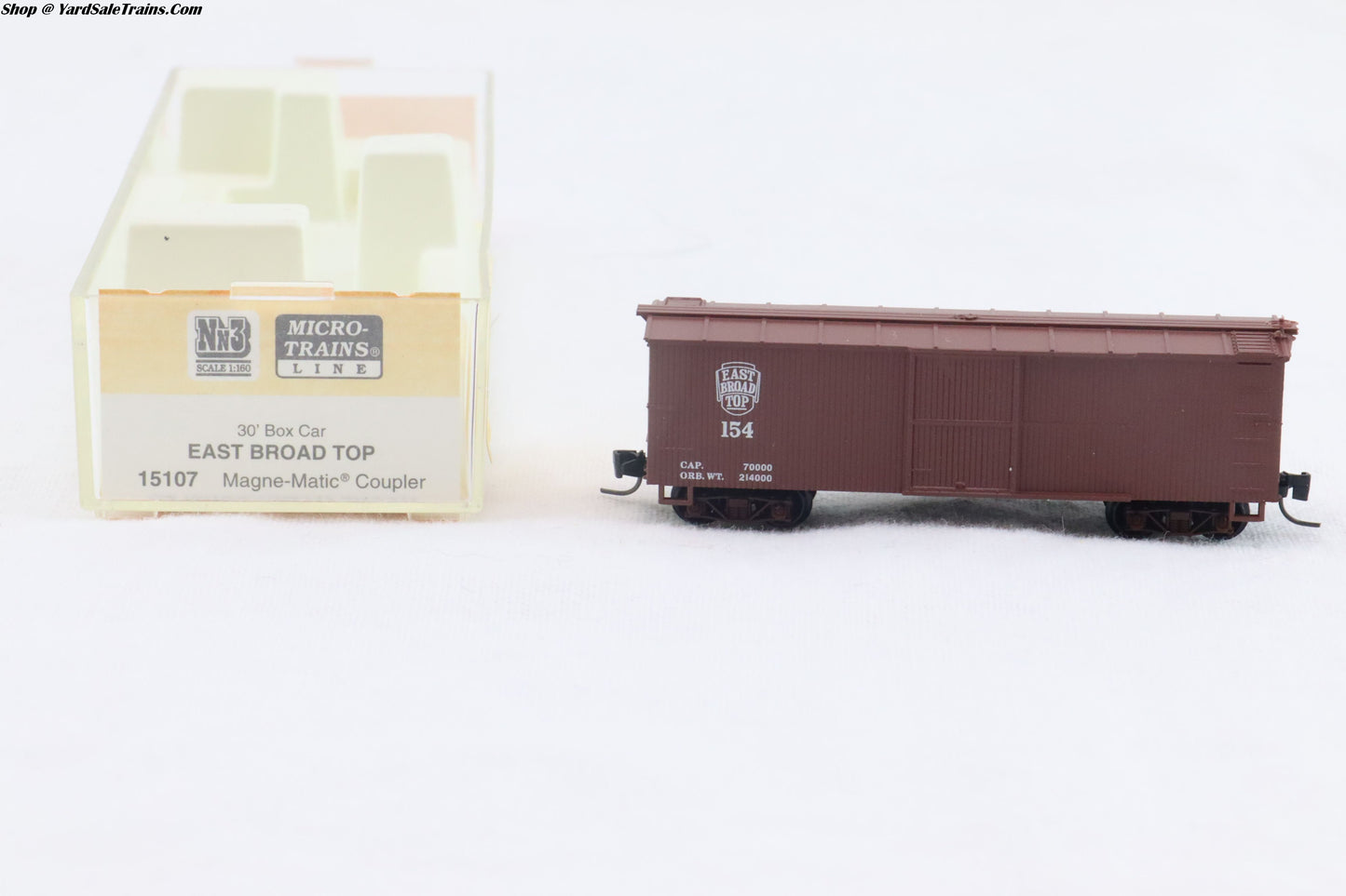 MTL - 15107 - 30' Box Car - East Broad Top - RD#154 - Nn3 Scale - Preowned