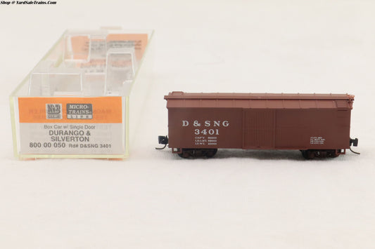 MTL - 800 00 050 -  Box Car w/Single Door - Durango & Silverton - D&SNG # 3401 - Nn3 Scale - Preowned