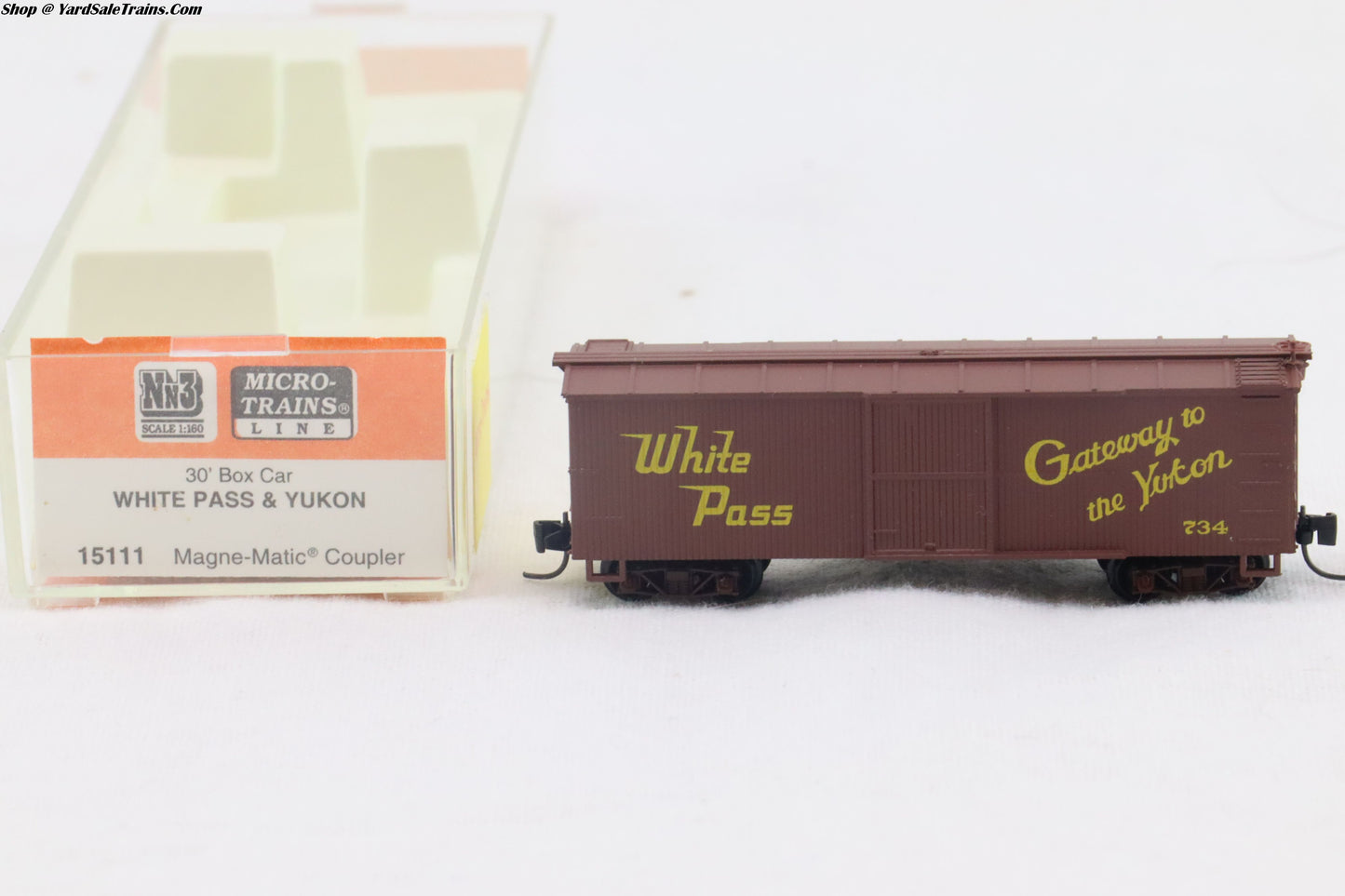 MTL - 15111  -  30' Box Car - White Pass & Yukon - Rd# 734 - Nn3 Scale - Preowned