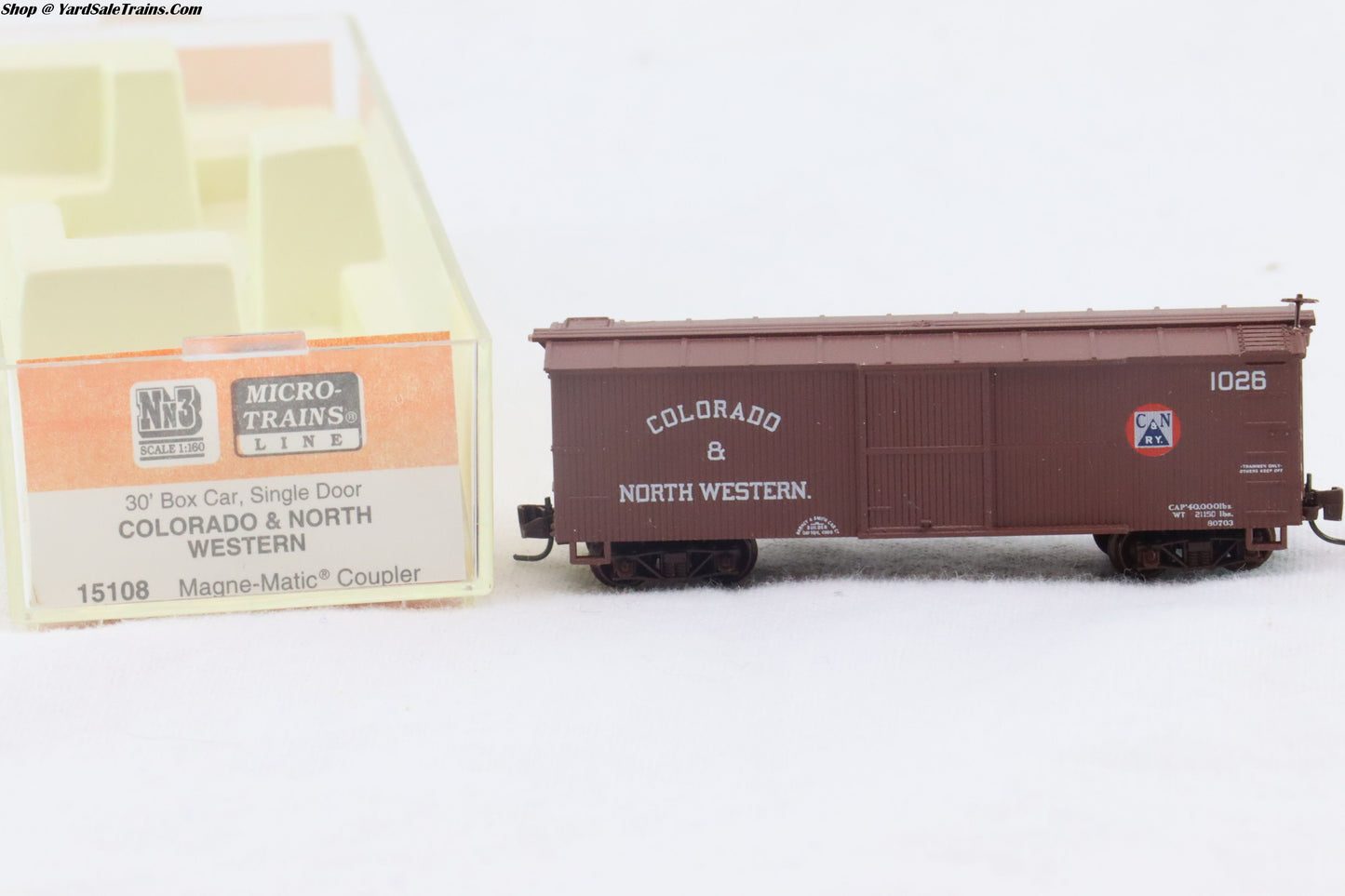 MTL - 15108 - 30' Box Car, Single Door - Colorado & North Western - RD# 1026 - Nn3 Scale - Preowned