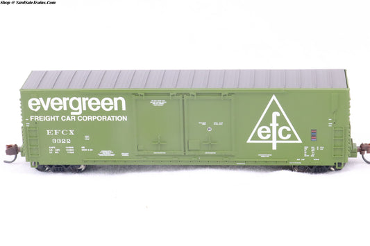 WOT-61092 - PC&F 50-ft RB Landis Doors Boxcar - Evergreen - EFCX #3322 - N-Scale - Preowned