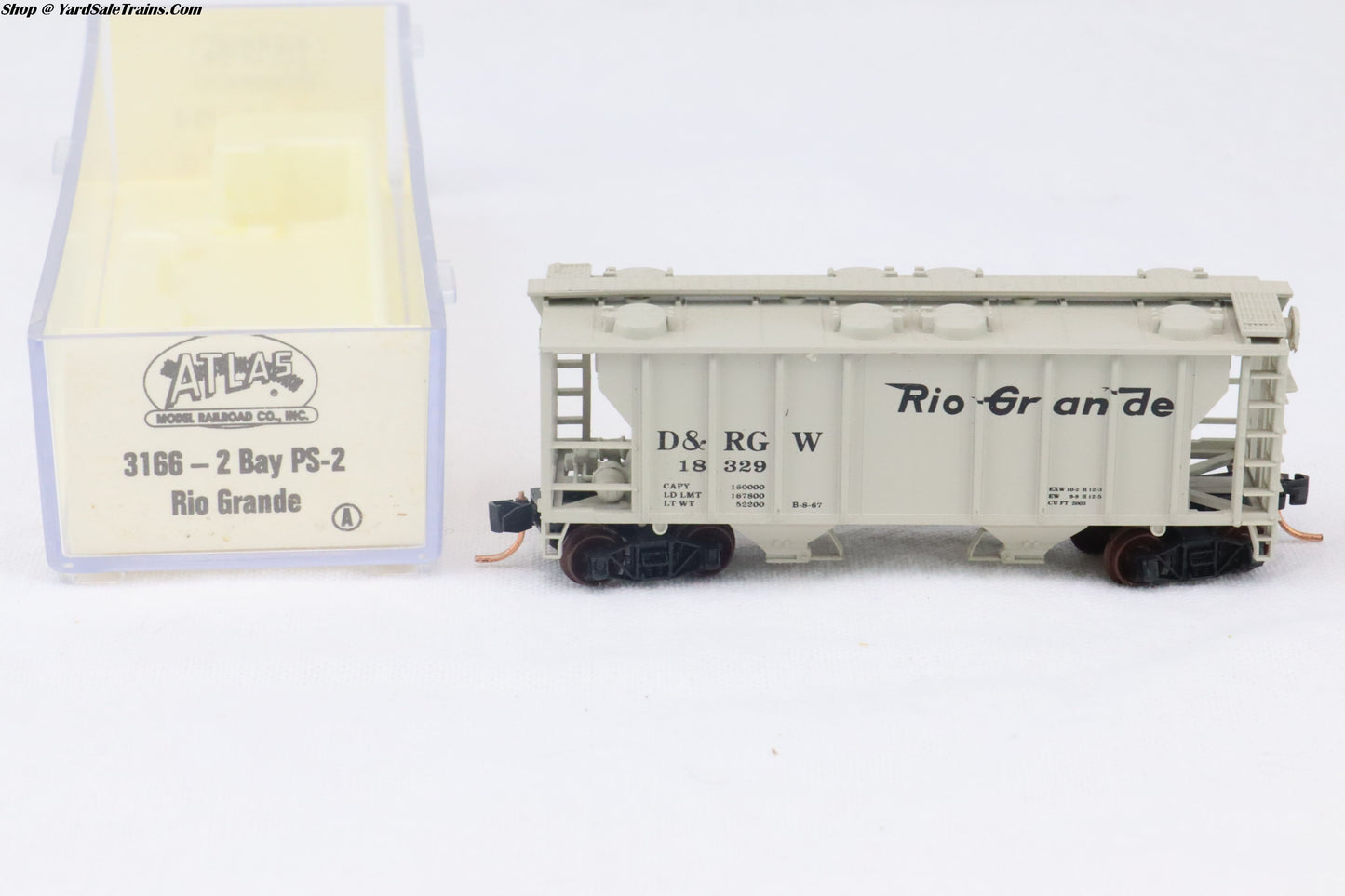 ATL-3166 - PS-2 Hopper - Rio Grande -  D&RGW #18329 - N-Scale - Preowned