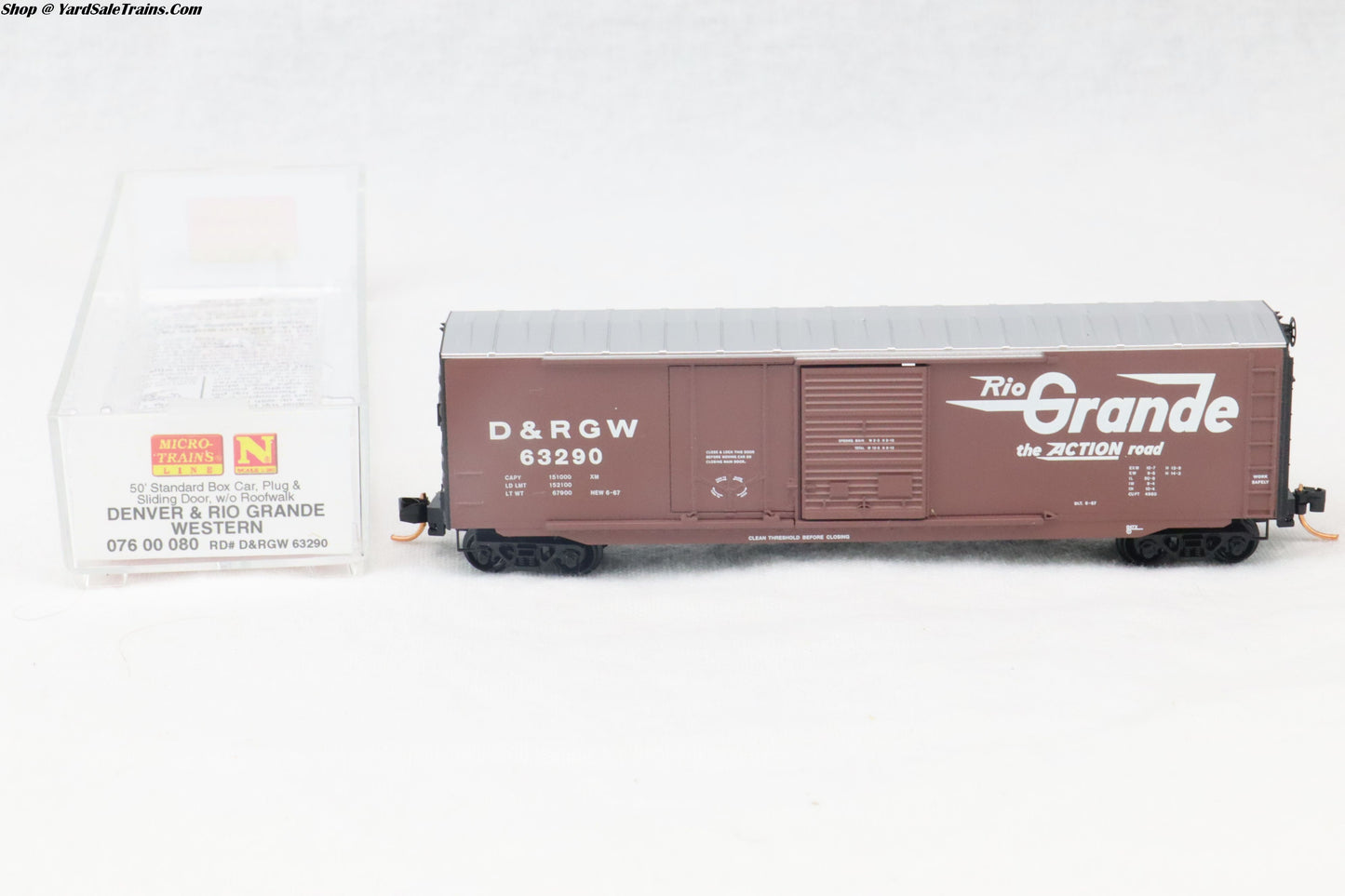 MTL-076 00 080 - 50' Standard Box Car, Plug & Sliding Door, w/o Roofwalk - Denver & Rio Grand Western - D&RGW #63290 - N-Scale - Preowned