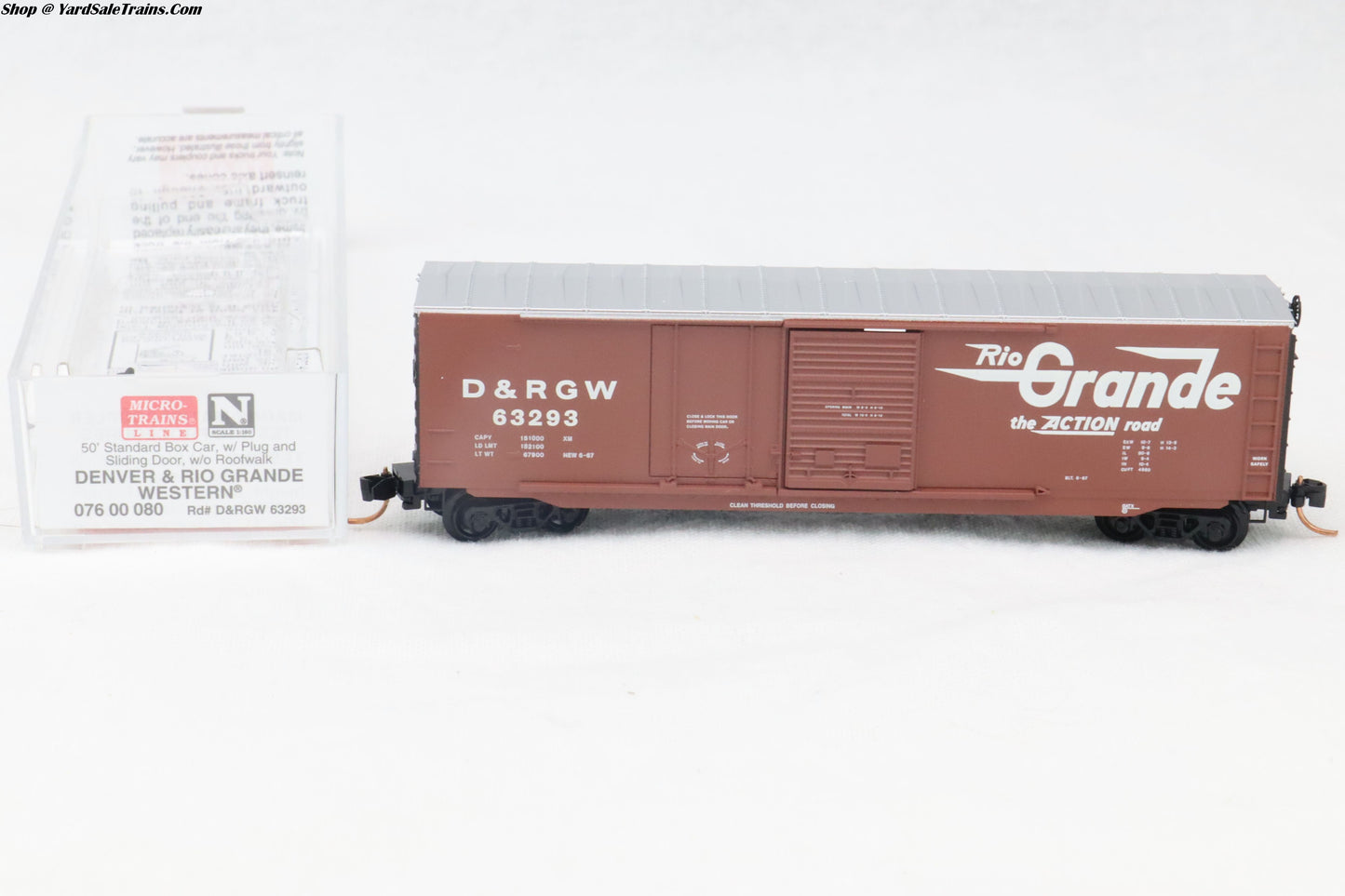 MTL-076 00 080 - 50' Standard Box Car, Plug & Sliding Door, w/o Roofwalk - Denver & Rio Grand Western - D&RGW #63293 - N-Scale - Preowned