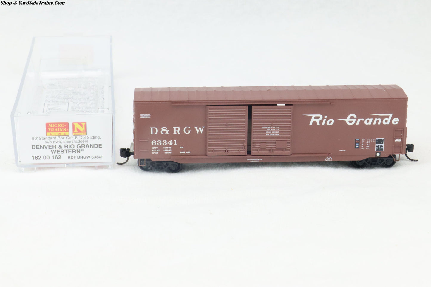 MTL-182 00 162 - 50' Standard Box Car, 8' Double Door Sliding, w/o Roofwalk, Short Ladders - Denver & Rio Grande Western - D&RGW #63341 - N-Scale - Preowned