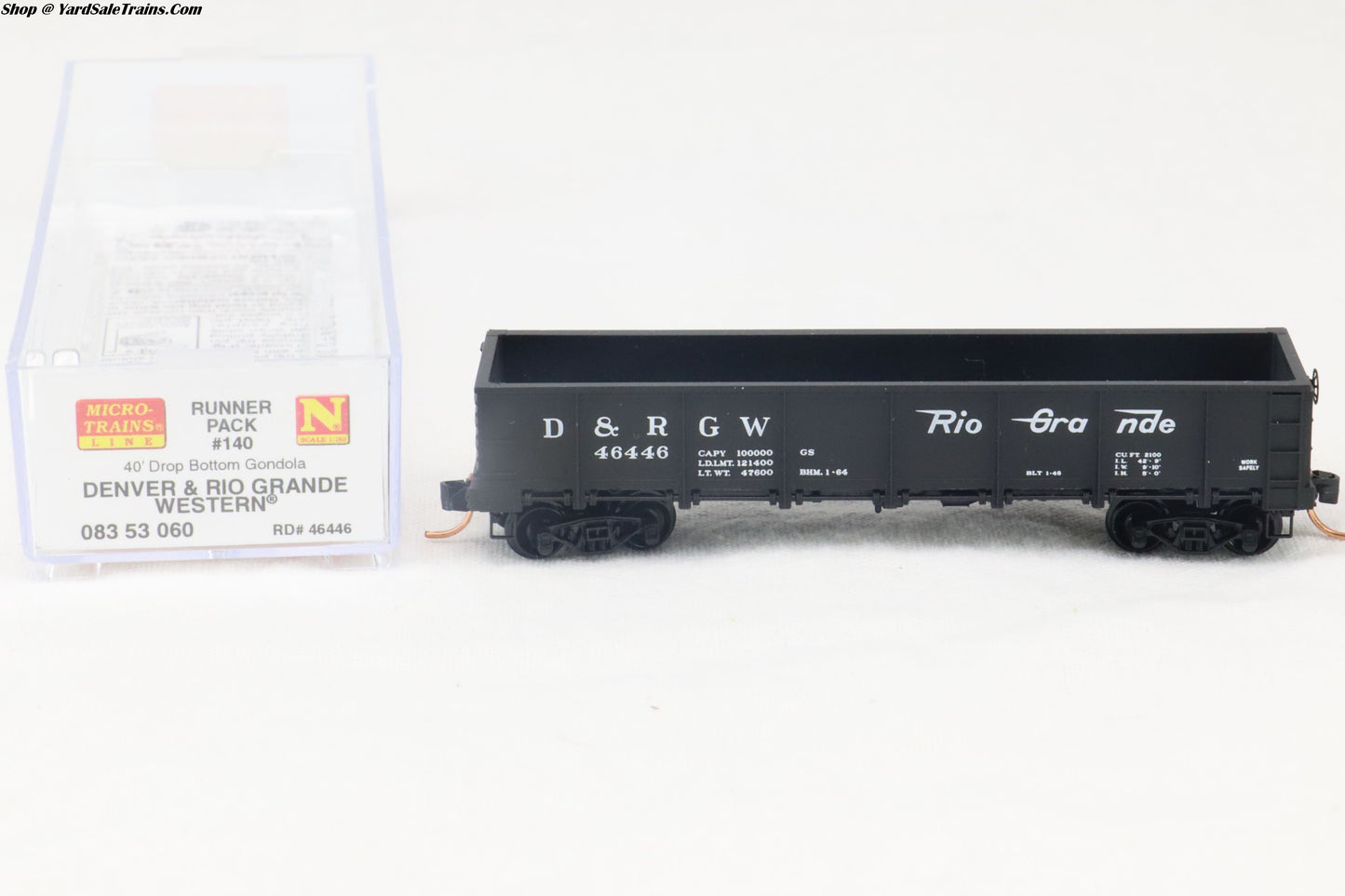 MTL-083 53 060 - 40' Drop Bottom Gondola - Denver & Rio Grande Western - D&RGW #46446 - N-Scale - Preowned