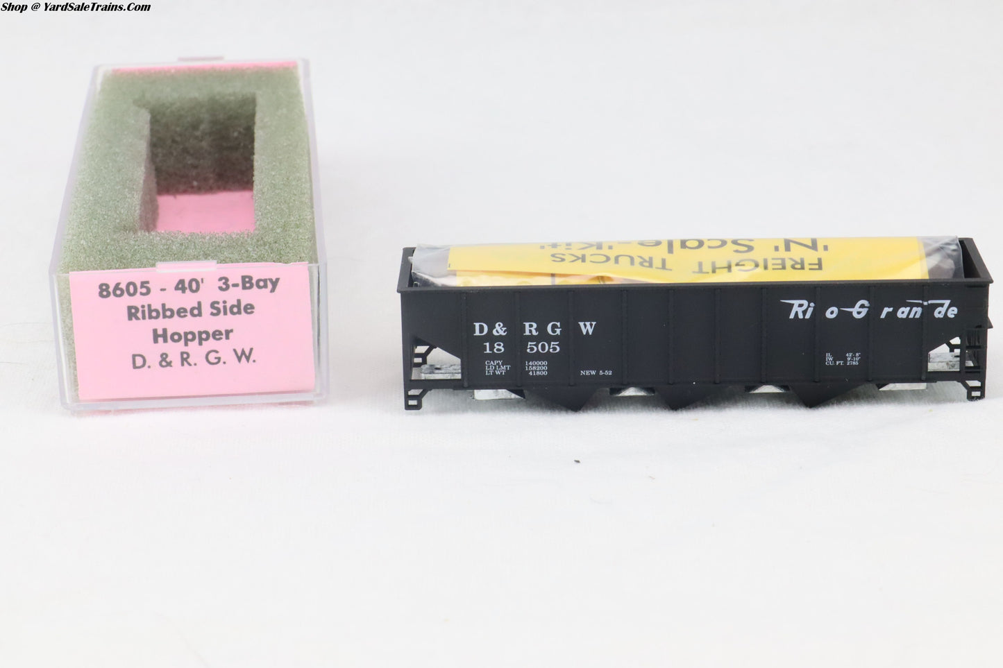 RND-8605 - 3-Bay Rib Sided Hopper Car Kit - Rio Grande - D&RGW #18505 - N-Scale - Preowned