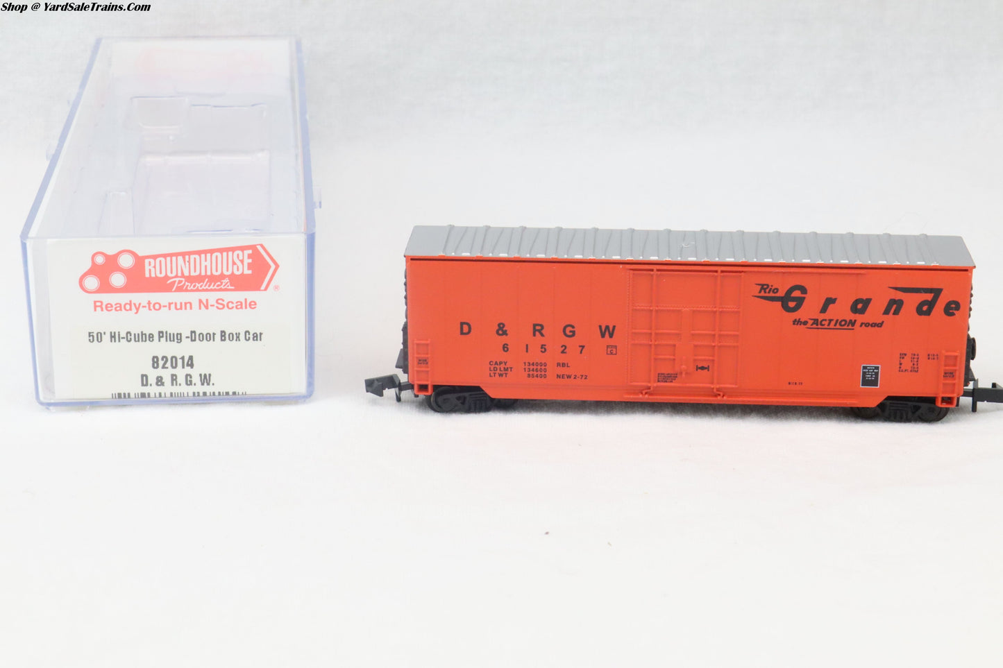 RND-82014 - 50' Hi-Cube Plug Door Boxcar - Rio Grande - D&RGW #61527 - N-Scale - Preowned