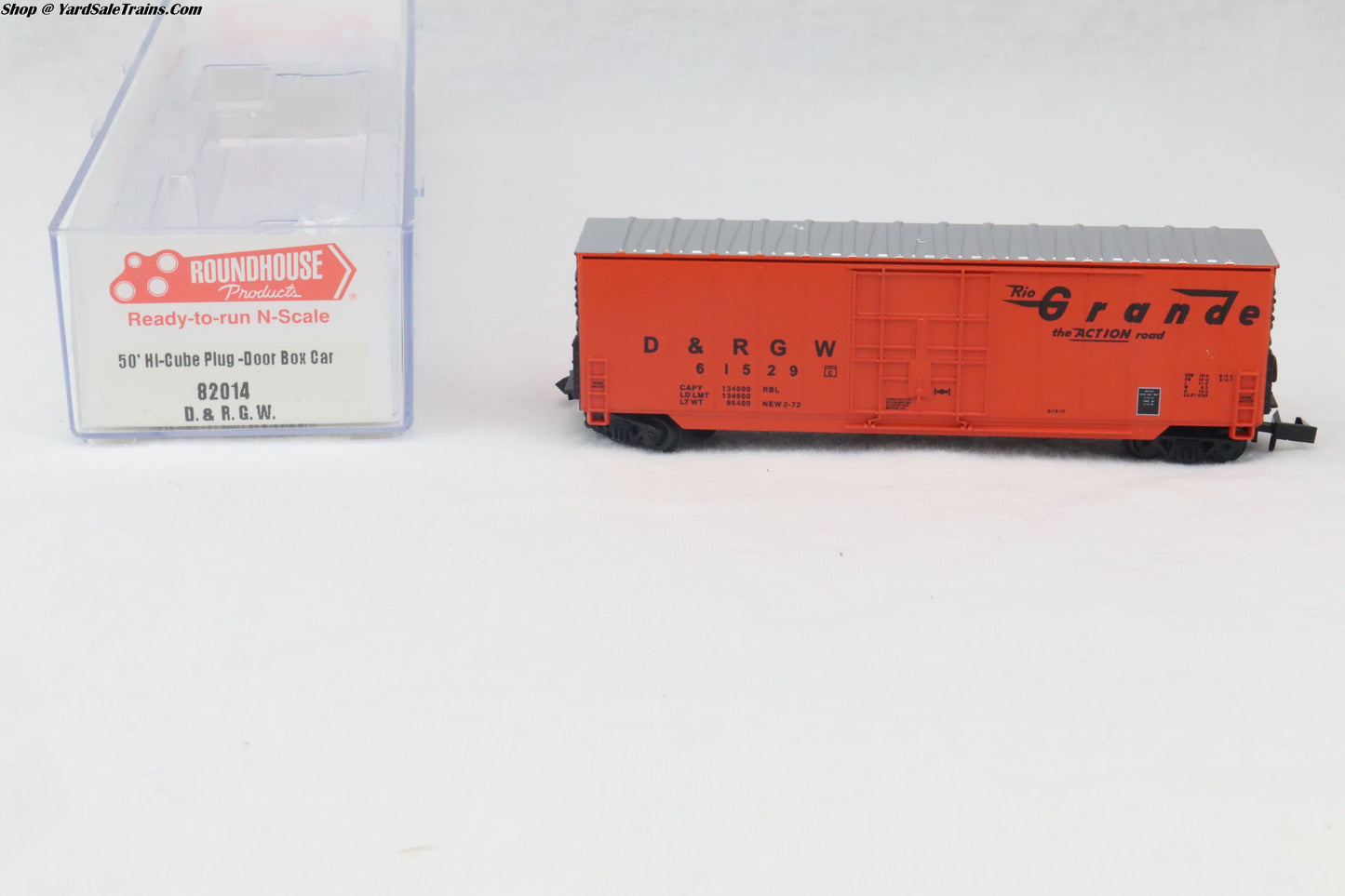 RND-82014 - 50' Hi-Cube Plug Door Boxcar - Rio Grande - D&RGW #61529 - N-Scale - Preowned