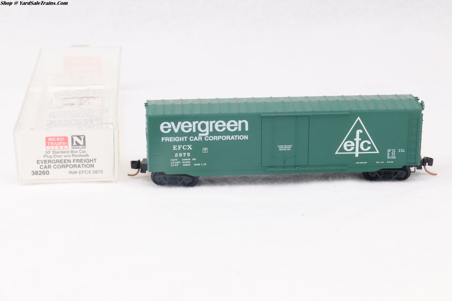 MTL-38260 - 50' Standard Box Car, Plug Door, w/o Roofwalk - Evergreen Freight - EFCX #2875 - N Scale - Preowned