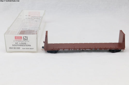 MTL-054 00 030 - 61' 8" Bulkhead Flat Car - St. Louis Southwestern - SSW #88267 - N-Scale - Preowned