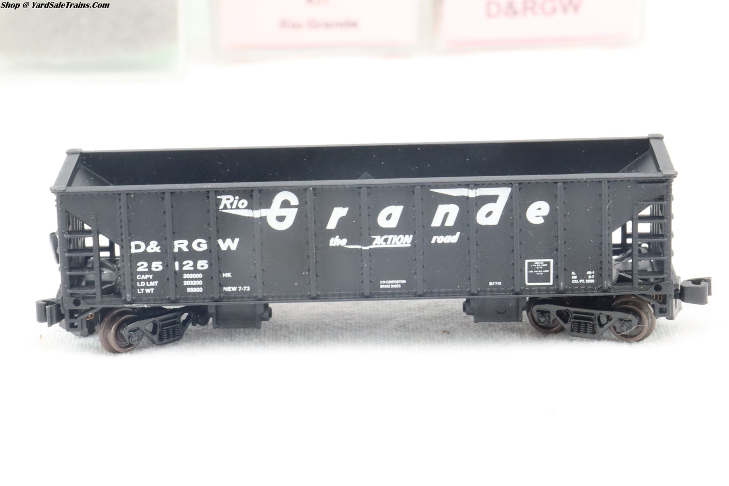 WLT-932-38710 - 100 Ton Ballast Open Hoppers (3-Pack) - Rio Grande - D&RGW #25121/25125/25130 - N-Scale - Preowned