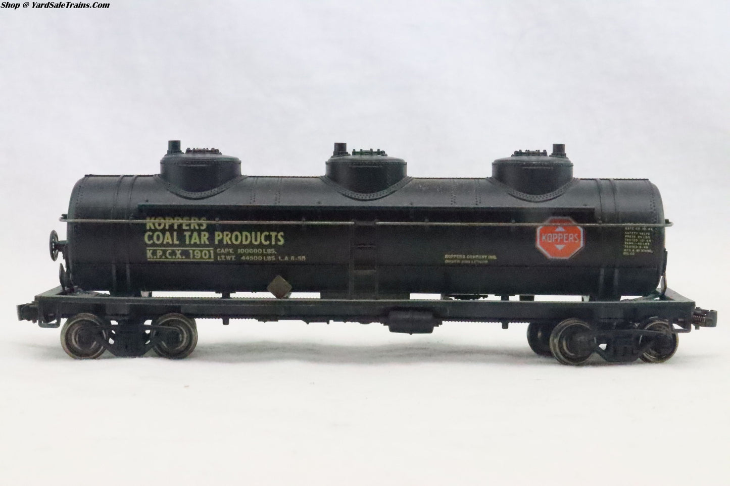 ATH-1506 - 3 Dome Tank Car Koppers Coal Tar Products - KPCX 1901 - Resistor & Metal Wheels - HO Scale - Preowned