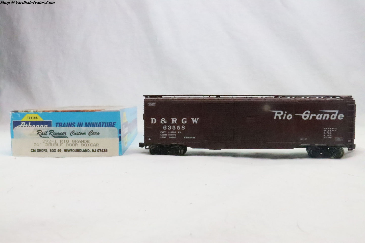 ATH-292-1 - 50' Double Door Boxcar Rio Grande - D&RGW 63558 - Resistor & Metal Wheels - HO Scale - Preowned