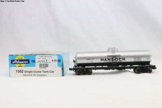 ATH-1582 - Single Dome Tank Car Hancock Oil Company - HANX 114 - HO Scale - Preowned