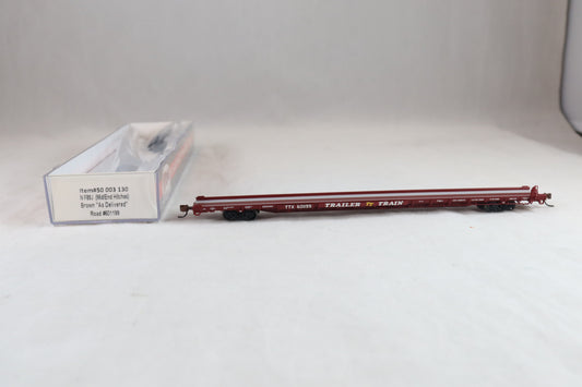 ATL-50 003 130 - 89' NF89J (Mid/End Hitches) Brown "As Delivered" Flat Car - TTX #601199
