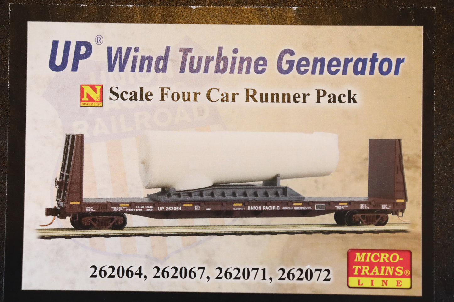 MTL-993 01 700 - 61' Bulkhead Flat Car - 4 Car Runner Pack - UP Wind Turbine Generator