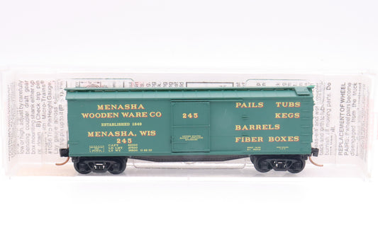 MTL-39200 - 40' Double-Sheathed Wood Box Car, Single Door, w/ Vertical Brake Wheel - Menasha Wooden Ware Co - MWW-245