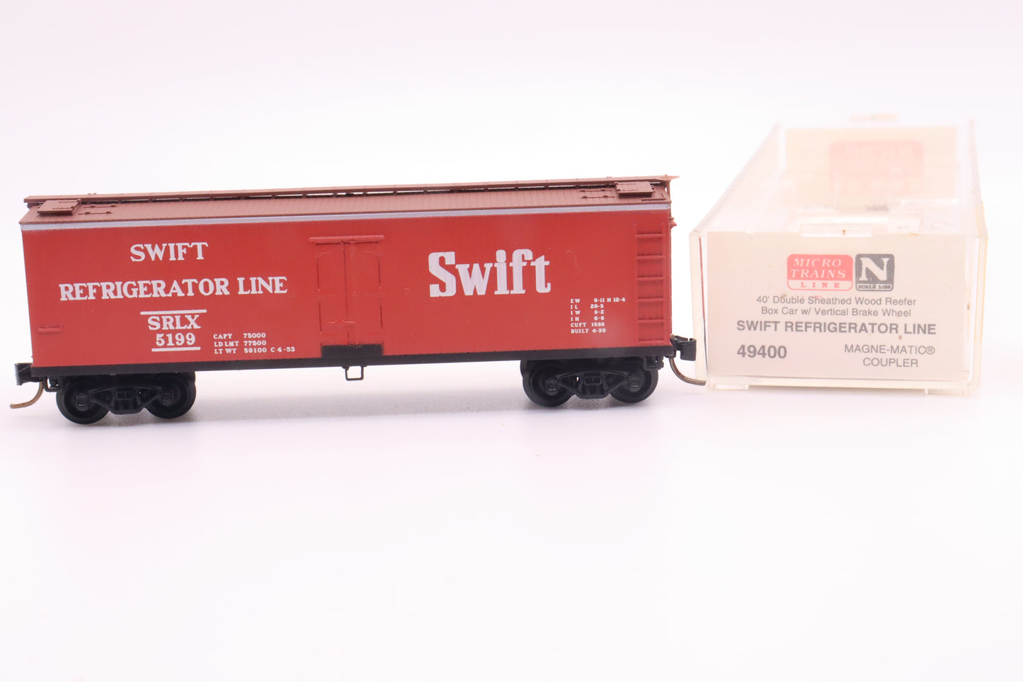 MTL-49400 - 40' Double Sheathed Wood Reefer Box Car w/Vertical Brake Wheel - Swift Refrigerator Line - SRLX-5199
