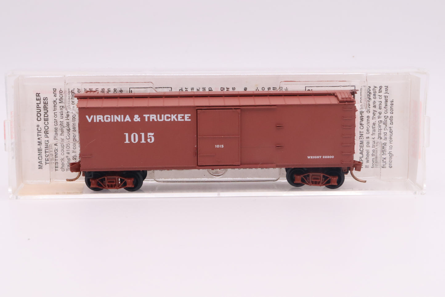 MTL-39180 - 40' Double-Sheathed Wood Box Car, Single Door, w/ Vertical Brake Wheel - Virginia & Truckee - VT-1015